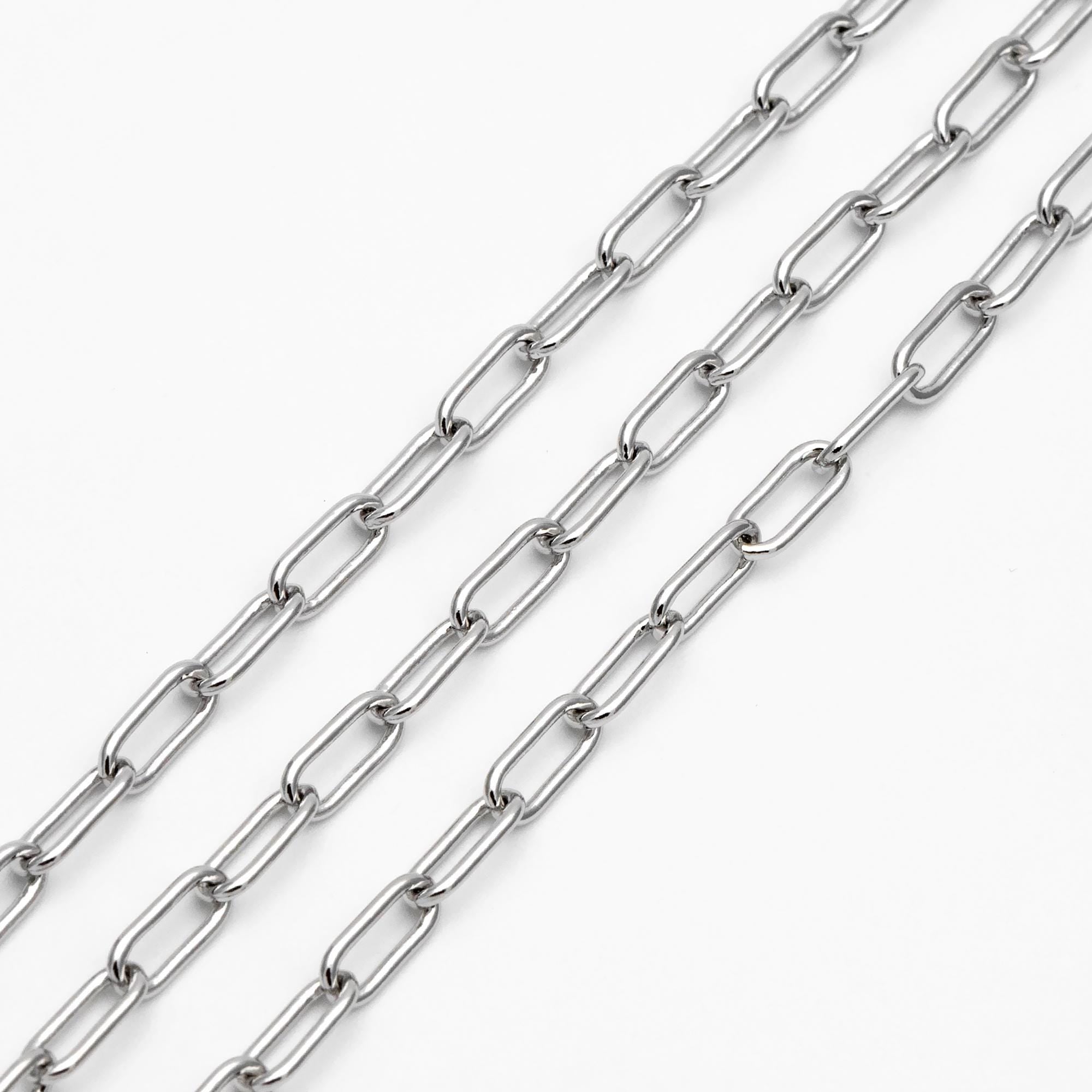 Gold/ Silver Paperclip Chain Chains, Link Size 4x9.5mm, Gold/ Rhodium plated Brass, Quality Craft Jewelry Supplies(#LK-446)/ 1 Meter=3.3 ft